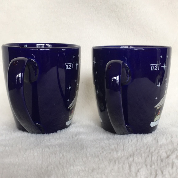 Set of 2 Navy Blue Christmas Village Philadelphia Gluehwein Mug Cup Night Market - Picture 3 of 14